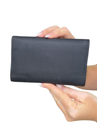 Fendi Black Folded Wallet with Metal Logo Plaque