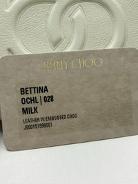 Jimmy Choo Bettina Milk White Leather Embossed Zip Wallet full inclusion new