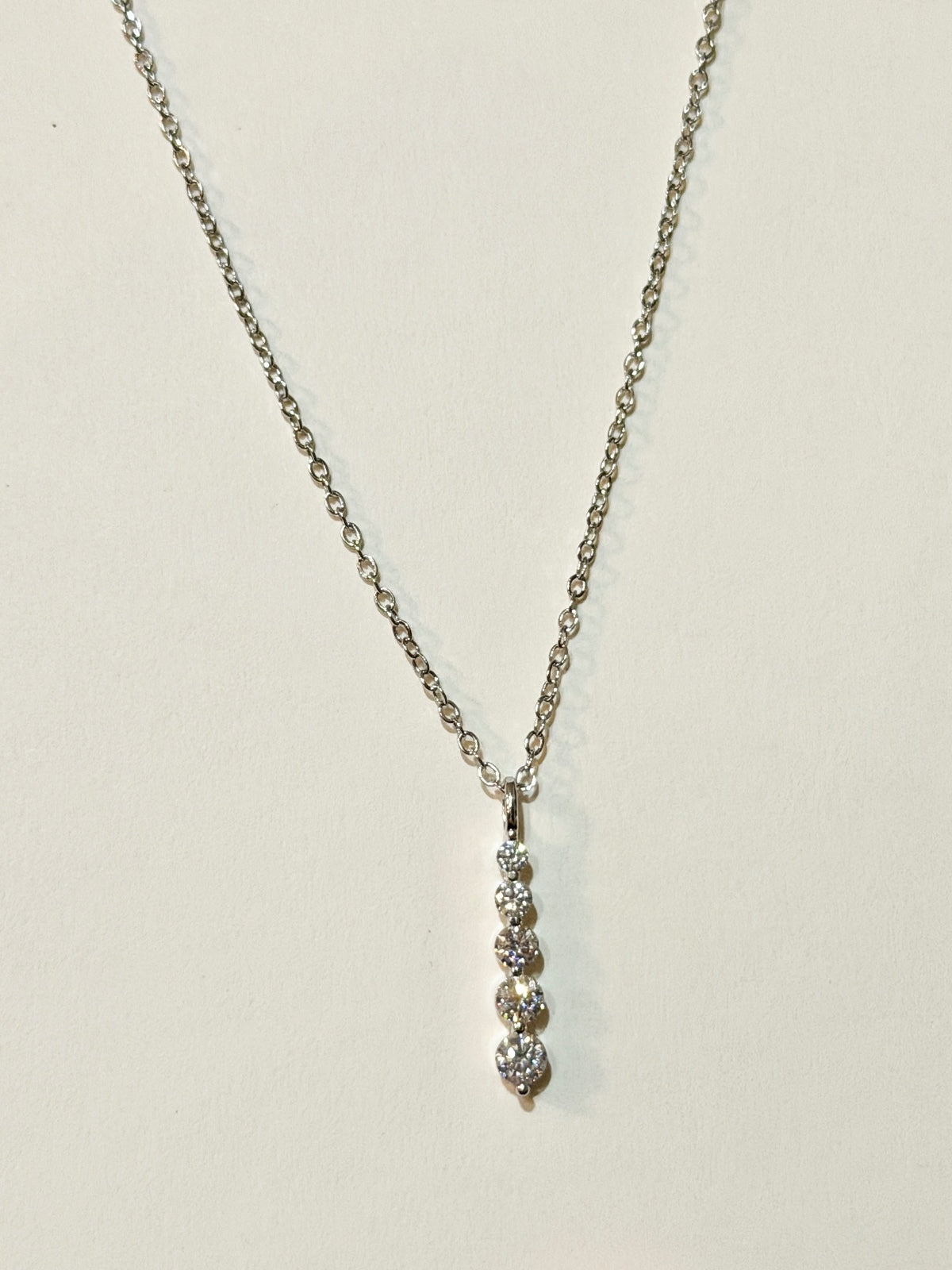 Moissanite authentic silver tone necklace 16”-18” New N7