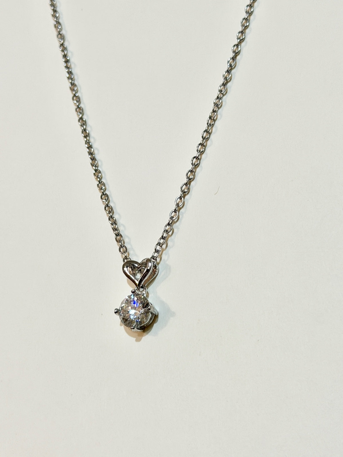 Moissanite authentic silver tone necklace 16”-18” New N10