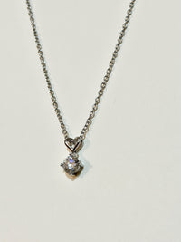 Moissanite authentic silver tone necklace 16”-18” New N10