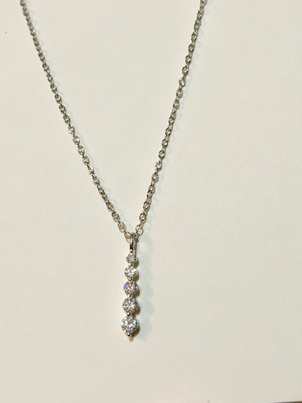 Moissanite authentic silver tone necklace 16”-18” New N7