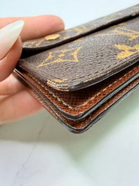 Louis Vuitton Vintage Monogram Canvas Long Wallet Wristlet Brown Gold Hardware