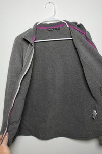 Eddie Bauer Gray Fleece Zip-Up Jacket with Pink Trim Size L skuM