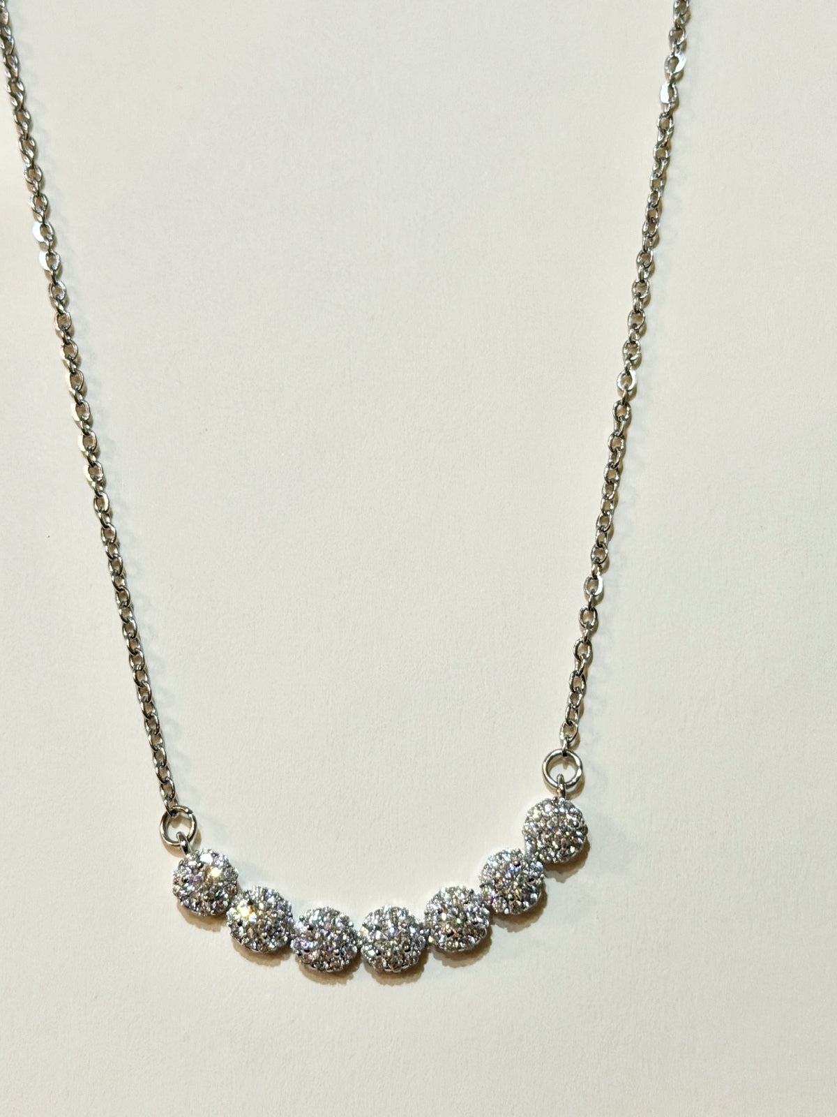 Moissanite authentic silver tone necklace 16”-18” New N3
