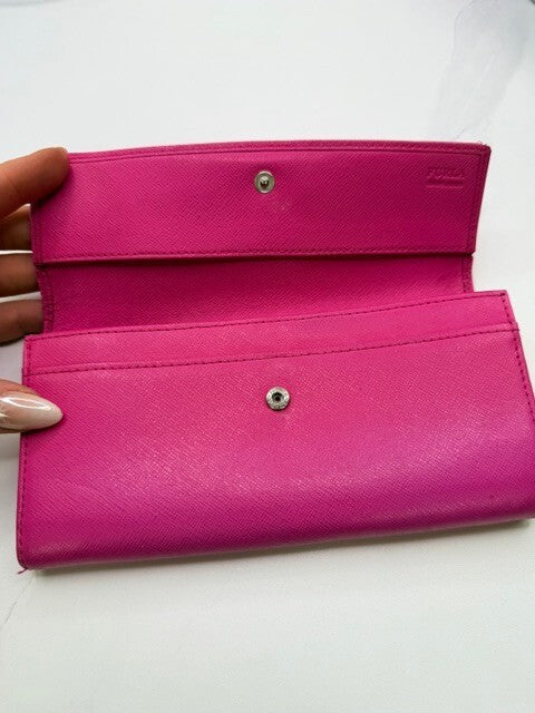 Furla Hot Pink Fuchsia Saffiano Leather Continental Wallet