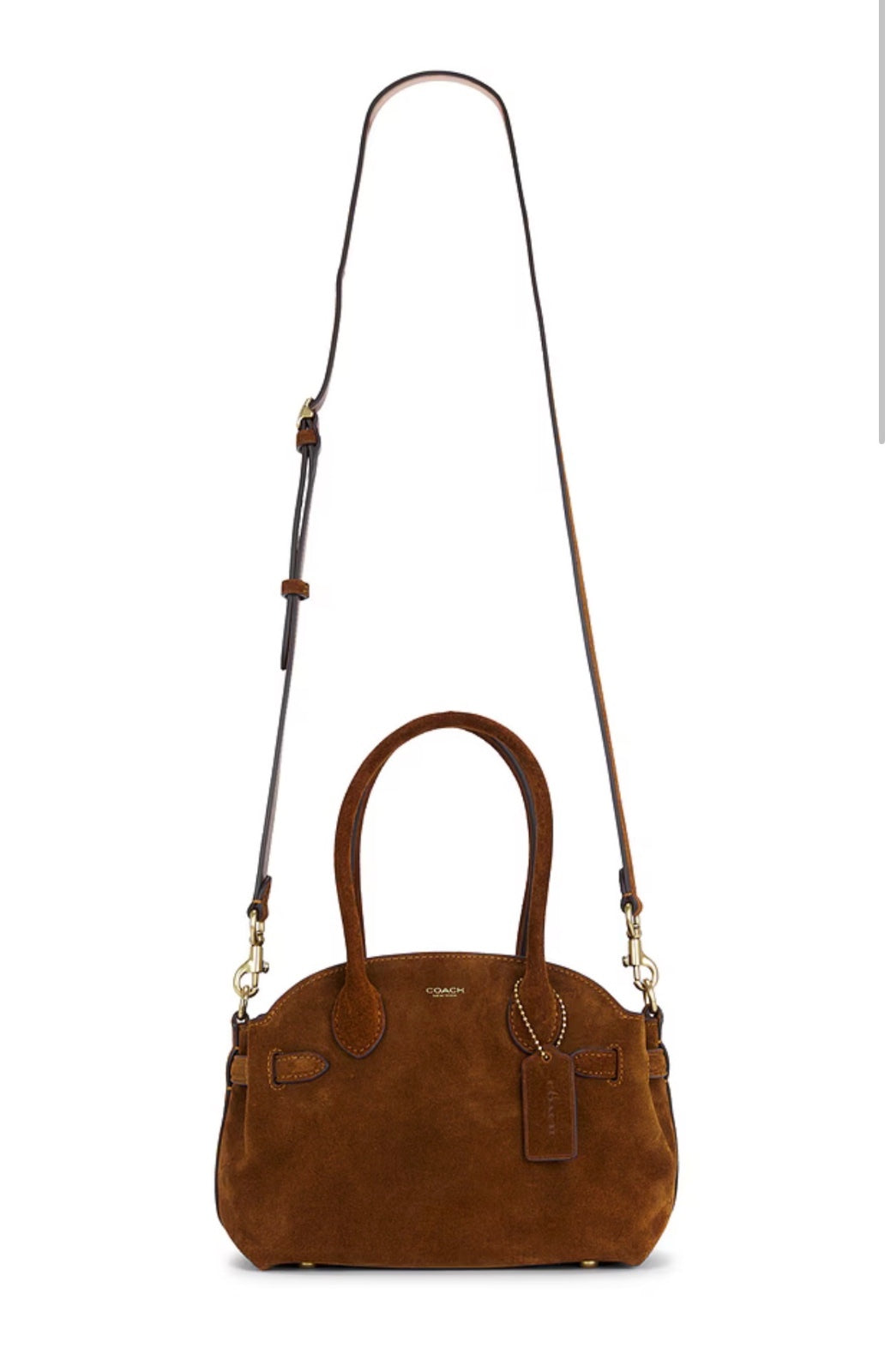 Coach Soft Suede Empire Carryall 21 in Warm Brown Crossbody new with tags