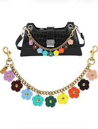 Colorful Flower Charm Gold Chain Bag and Clothing Accessory Strap