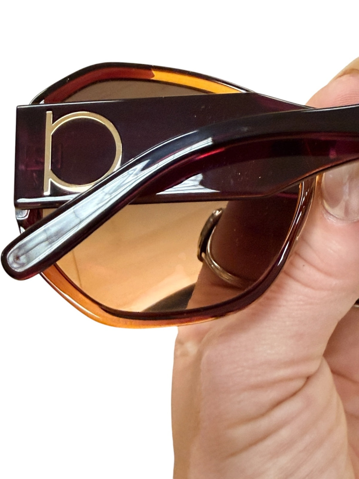 Ferragamo Brown Gradient Lens Sunglasses with Gold Logo Detail