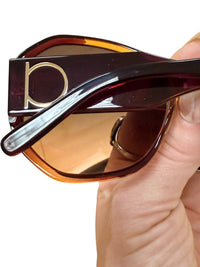 Ferragamo Brown Gradient Lens Sunglasses with Gold Logo Detail