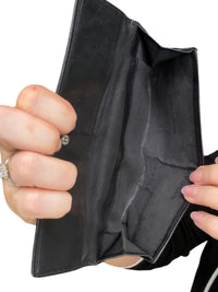 Bvlgari Black Leather Continental Wallet Long Bifold Snap Closure Wallet