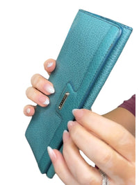 Celine Blue Leather Long Wallet authentic vintage Celine Large Flap Wallet
