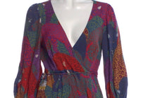 Farm Rio Multicolor Animal Print V-Neck Long Sleeve Dress