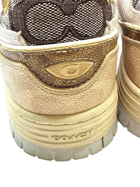 Coach Womens Soho Mixed Signature Patchwork Sneakers Beige Brown Women’s Size 9B