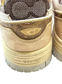 Coach Womens Soho Mixed Signature Patchwork Sneakers Beige Brown Women’s Size 9B