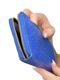 Loewe Embossed Leather Zip-Around Wallet in Blue