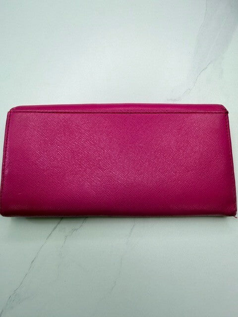 Furla Hot Pink Fuchsia Saffiano Leather Continental Wallet