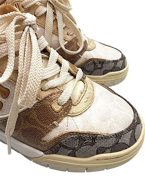 Coach Womens Soho Mixed Signature Patchwork Sneakers Beige Brown Women’s Size 9B