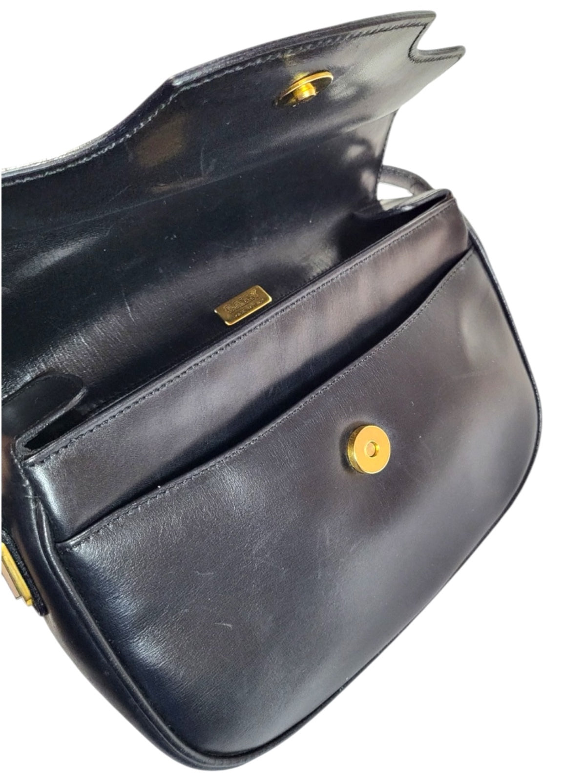 Bally Vintage Black Leather Crossbody Shoulder Bag