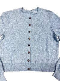 Free People Light Blue Green Knit Button-Up Cardigan Sweater
