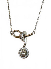 Moissanite authentic silver tone necklace 16”-18” New N5