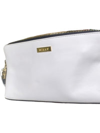 MILLY Leather Star Appliqué Zip Around Clutch Wristlet White Black Tassel Pouch