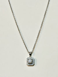 Moissanite authentic silver tone necklace 16”-18” New N8