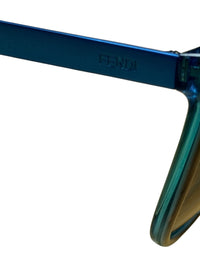 Fendi Turquoise Gradient Blue to Brown Frame Sunglasses with Red Fendi Case