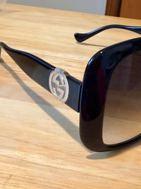 Gucci GG1029SA 001 Black Square Sunglasses Gray Gradient 57mm