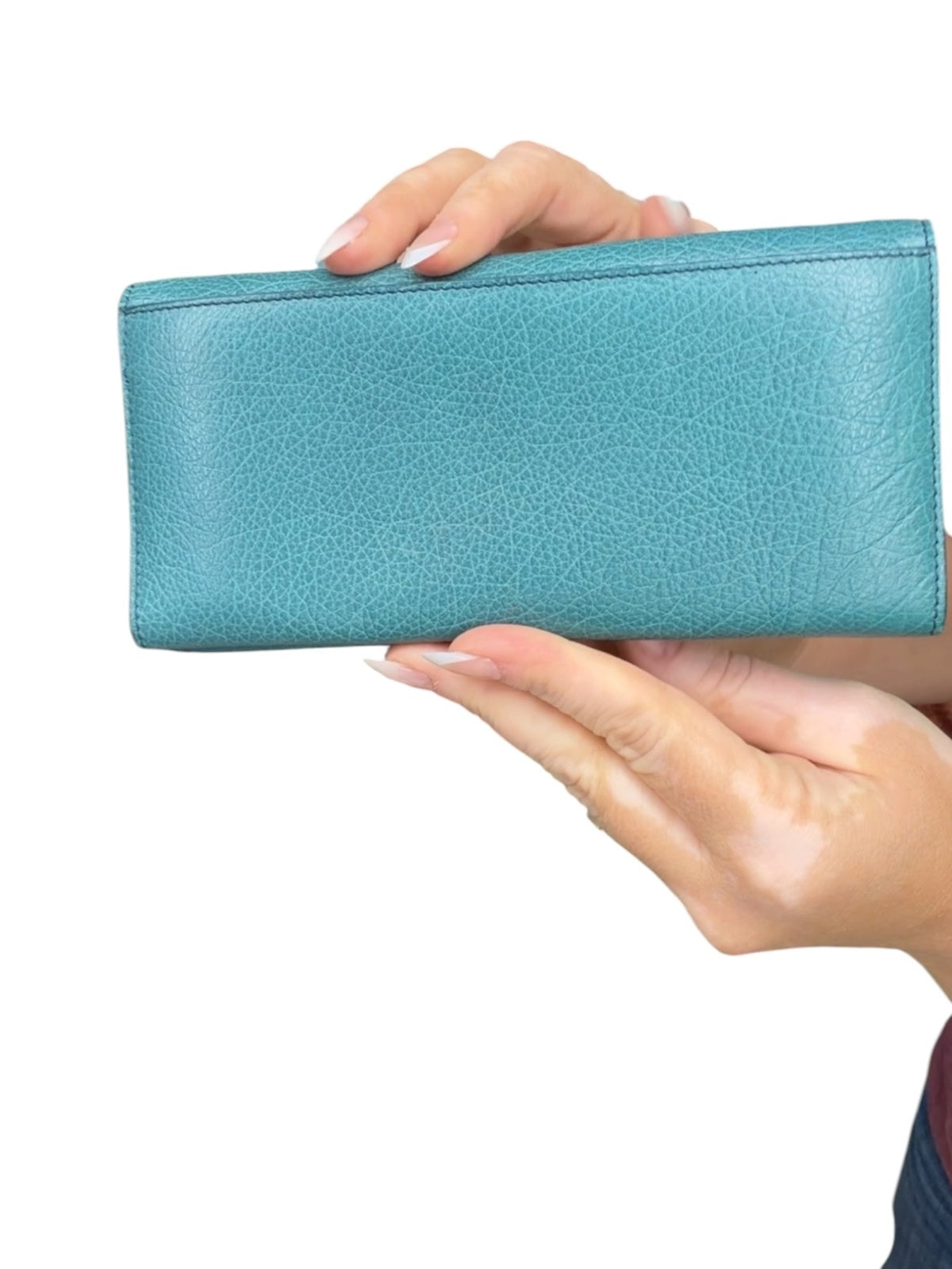 Celine Blue Leather Long Wallet authentic vintage Celine Large Flap Wallet