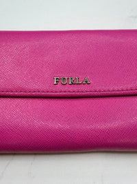 Furla Hot Pink Fuchsia Saffiano Leather Continental Wallet