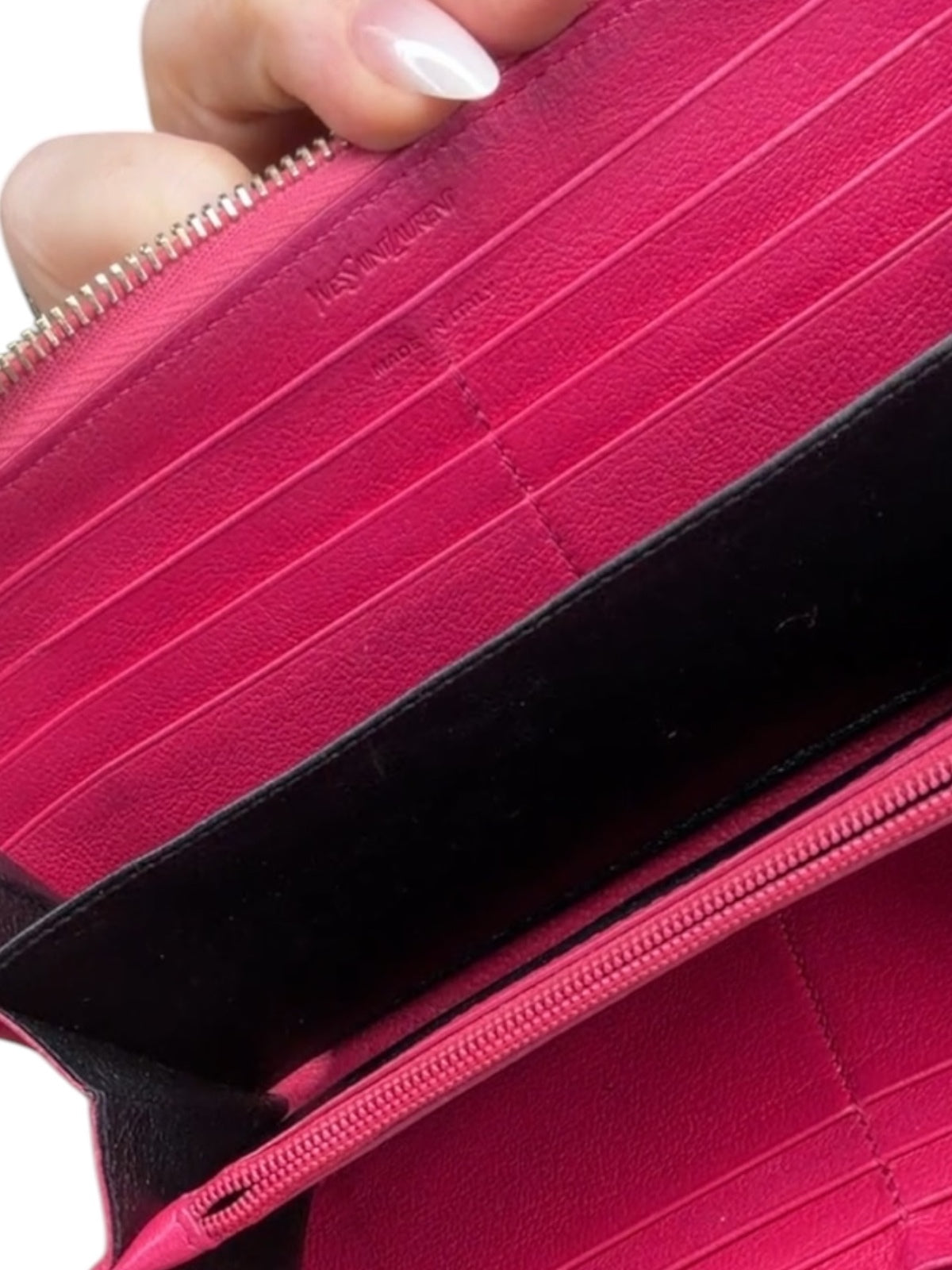 Saint Laurent Pink Leather Zip-Around Wallet