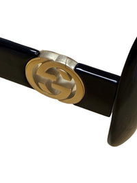 Gucci Oversized Black Square Sunglasses with Gold GG Logo
