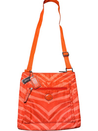 Coach Poppy Zebra Print Orange Nylon Crossbody Messenger Bag