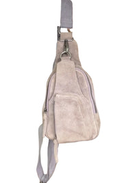 Free People Gray Suede Crossbody Sling Bag with Adjustable Strap