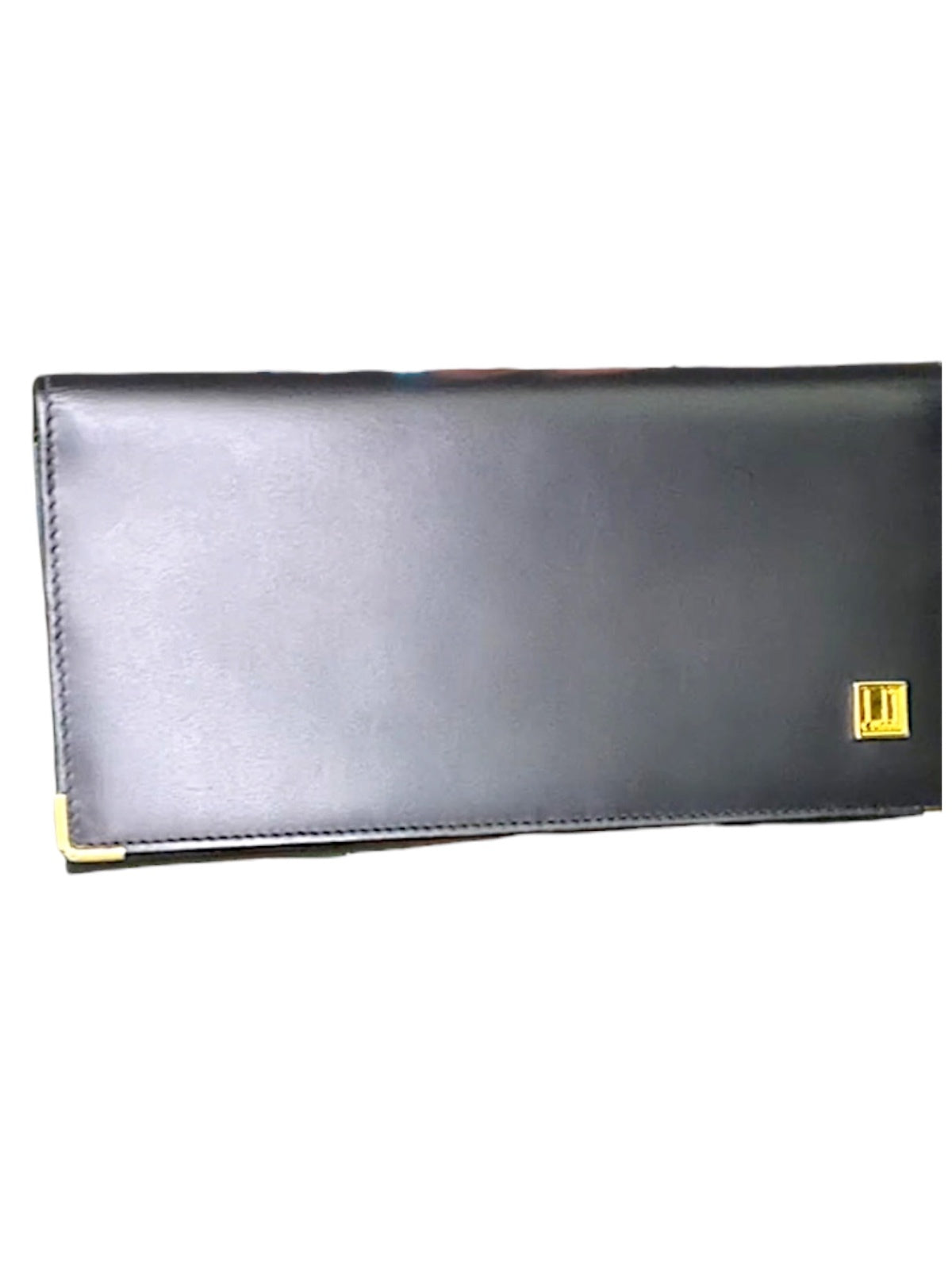 Dunhill Black Leather Long Wallet with Gold Accents - Minimalist Luxury Design