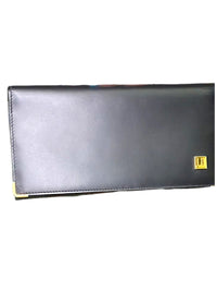 Dunhill Black Leather Long Wallet with Gold Accents - Minimalist Luxury Design