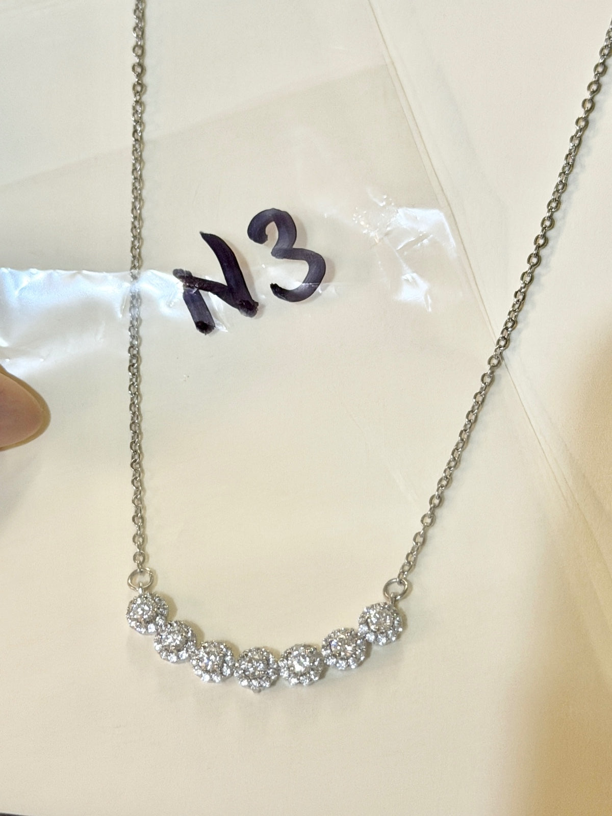 Moissanite authentic silver tone necklace 16”-18” New N3