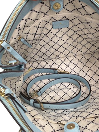 Kate Spade New York Light Blue Leather Satchel Tote Bag with Heart Charm