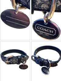 Coach Rare Black Signature Jacquard Authentic Dog Collar and Leash Set