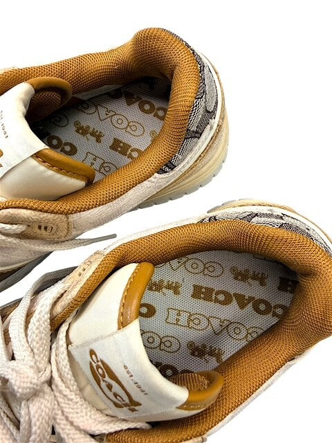 Coach Womens Soho Mixed Signature Patchwork Sneakers Beige Brown Women’s Size 9B