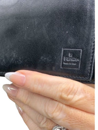 Fendi Black Folded Wallet with Metal Logo Plaque
