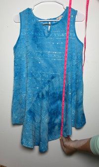 Cato Blue Sleeveless Sequin Handkerchief Hem Top Size M skuM