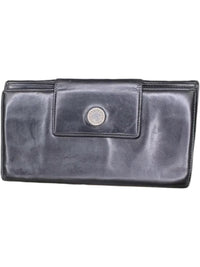 Bvlgari Black Leather Continental Wallet Long Bifold Snap Closure Wallet