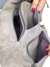 Free People Gray Suede Crossbody Sling Bag with Adjustable Strap
