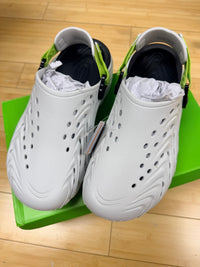 Crocs Men's White and Neon Green Classic Clog Sandals Size 10