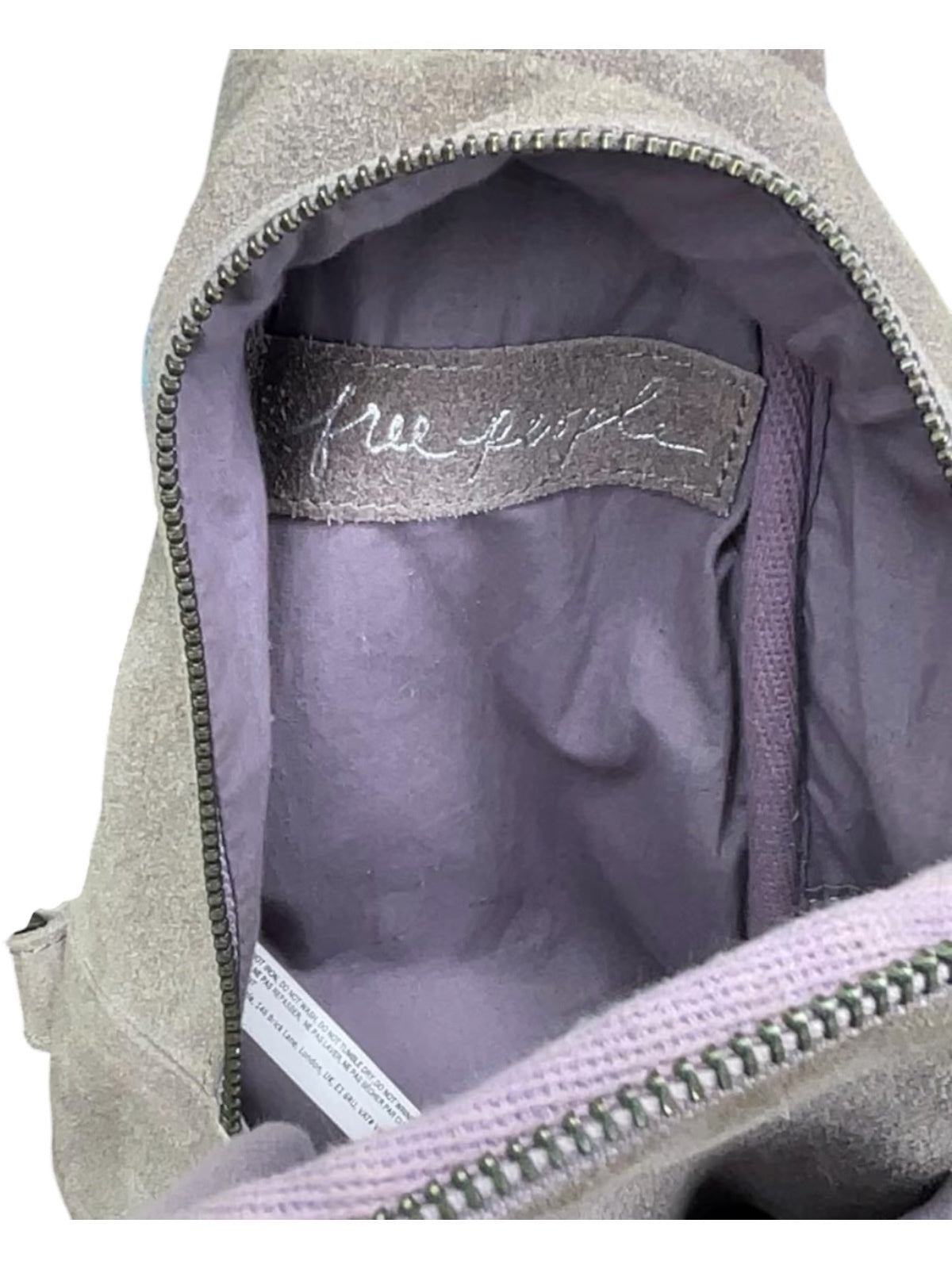 Free People Gray Suede Crossbody Sling Bag with Adjustable Strap