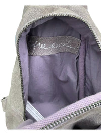Free People Gray Suede Crossbody Sling Bag with Adjustable Strap