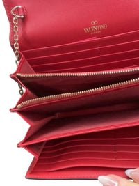 Valentino Garavani Rockstud Red Leather Crossbody Bag with Gold Chain