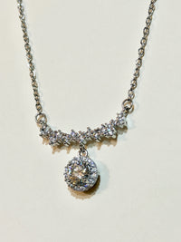Moissanite authentic silver tone necklace 16”-18” New N1